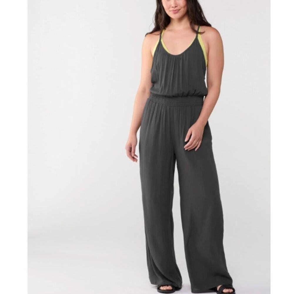 Prana Womens Fernie Wide Leg Jumpsuit L Minimalist Stretch Travel Comfort Active